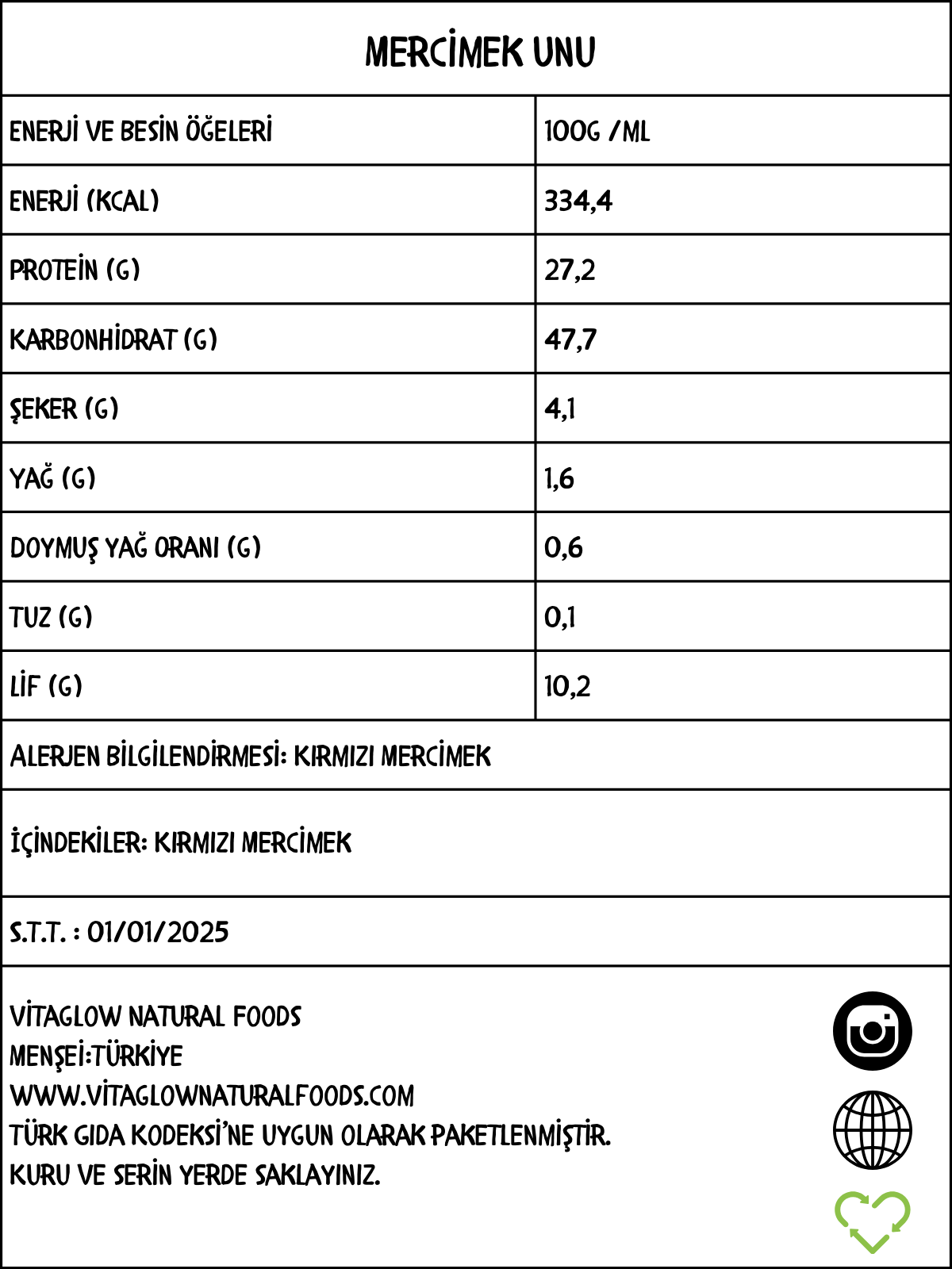 Doğal Mercimek Unu